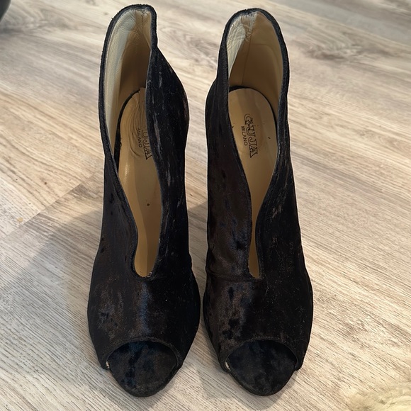 Velvet Open Toe Booties Bought in Rome - Picture 2 of 6